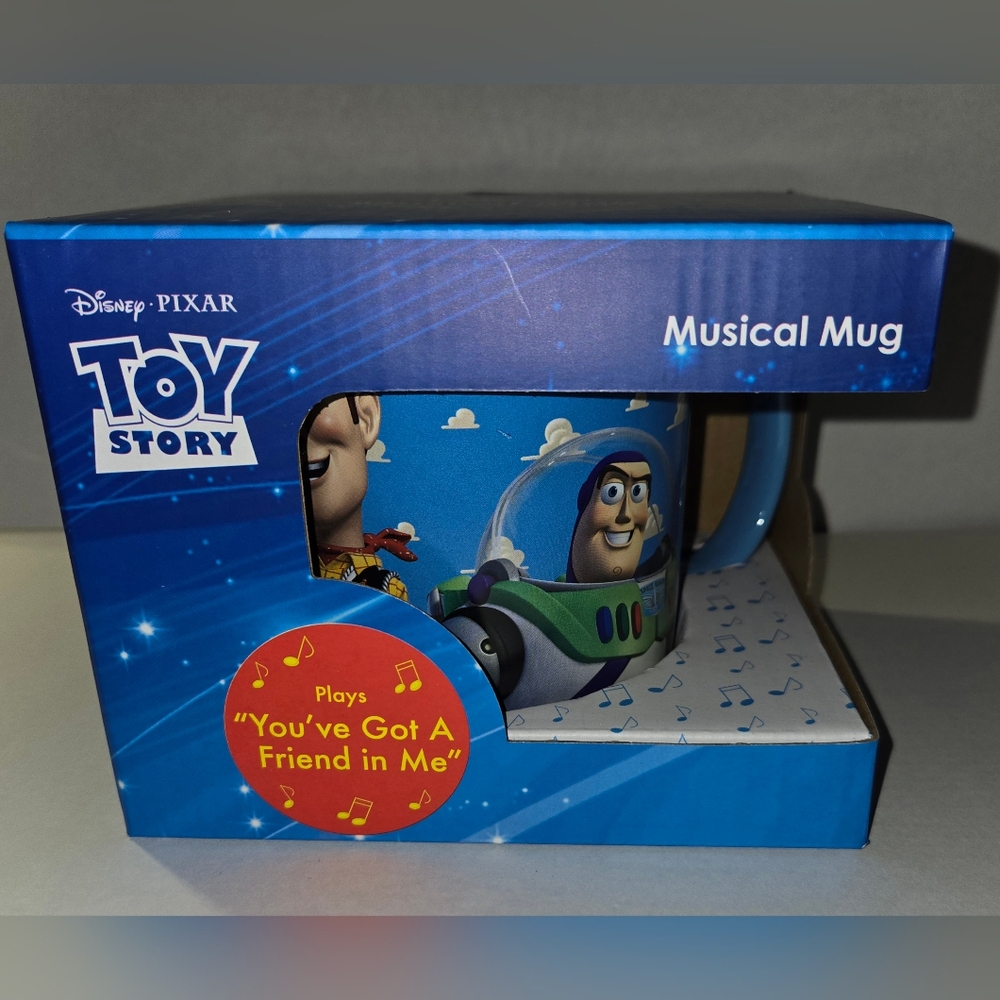 Blue Toy Story Musical Mug with Buzz and Woody Figurines